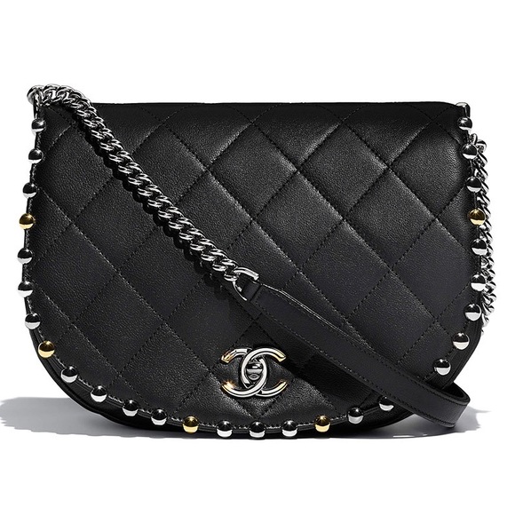CHANEL Handbags - Chanel gold and silver stud crossbody bag